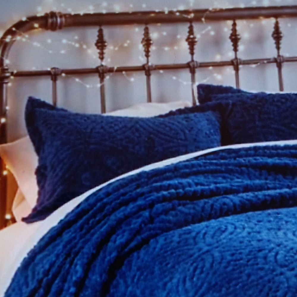 New P&H Chenille Vintage Blue Standard Sham New